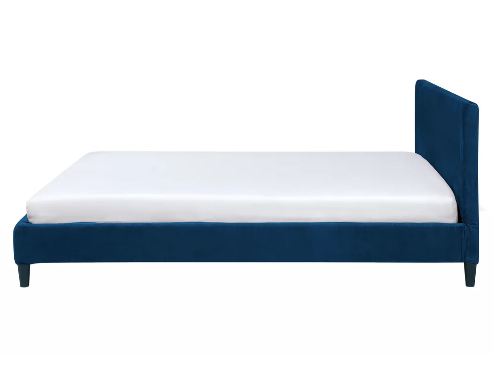 Bett mit Lattenrost Samtstoff FITOU 160 x 200 cm Dunkelblau_710110