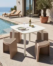 Gartenhocker 4er Set EVROS Beige_1069627