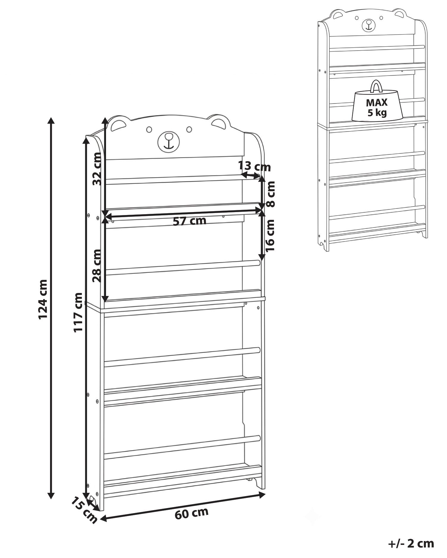 4 Tier Bookcase MIMILI 124 cm White_1115497
