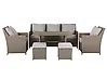 Lounge Set mit Tisch und Ottomane 5-Sitzer FONTI inkl. Kissen Polyrattan Taupe