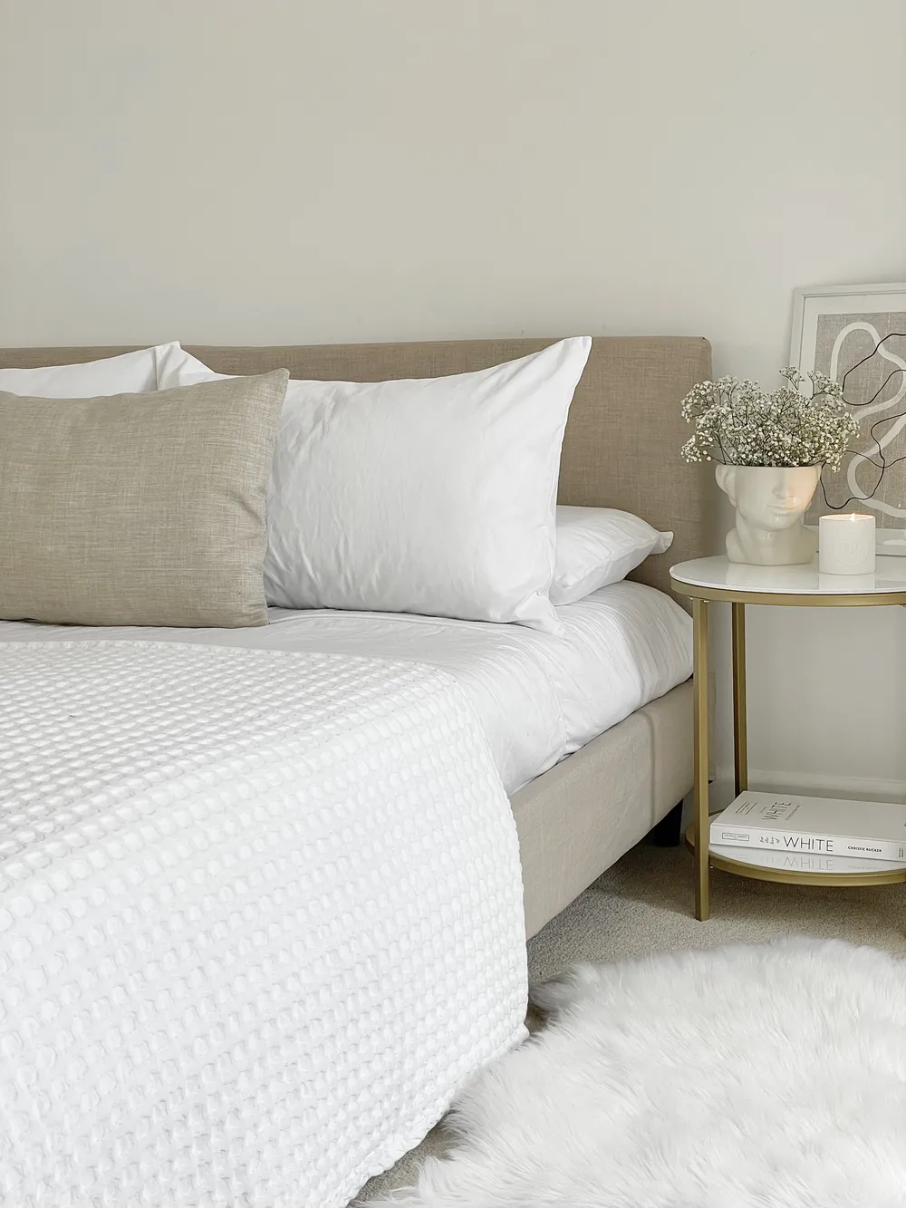 Bed Stof FITOU 160 x 200 cm Beige_826399