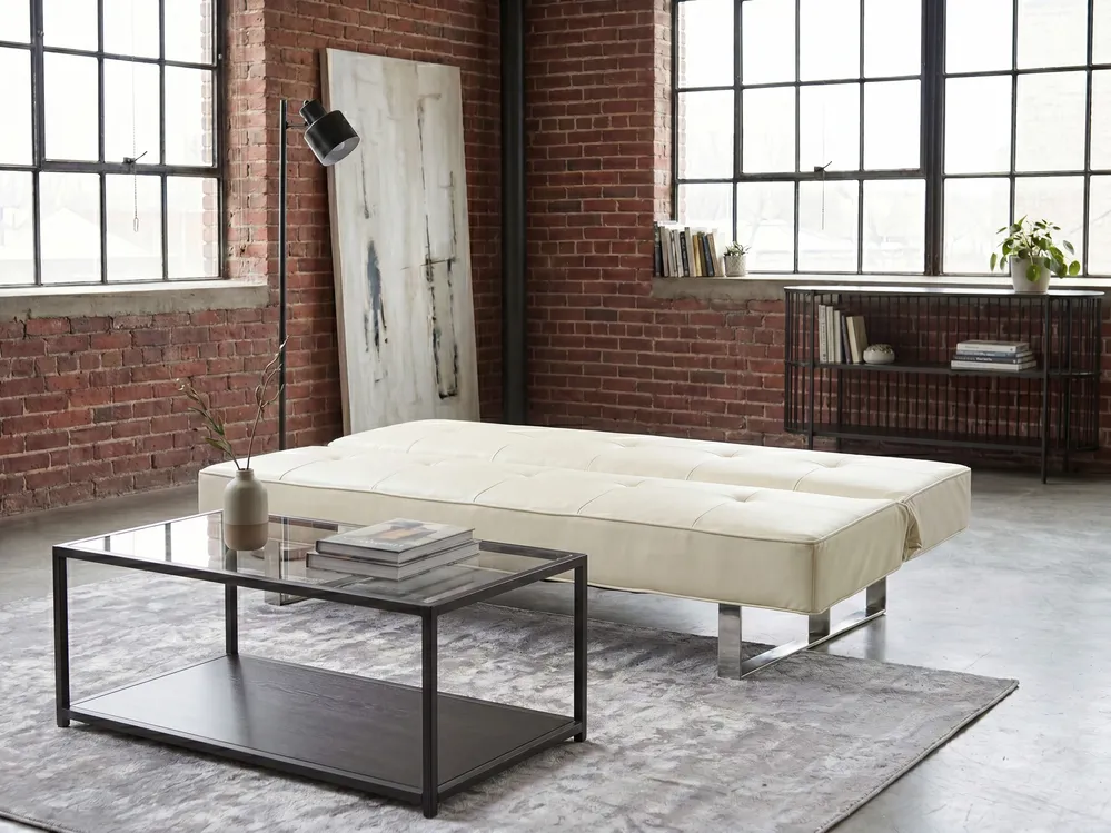 Sofa Bed 3 Seater DERBY Faux Leather Off-White_705870