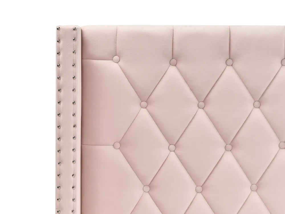 Bett mit Stauraum LUBBON Samtstoff Pastellrosa 160 x 200 cm_833889