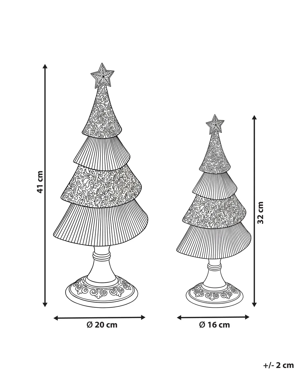 Set of 2 Christmas Decorations ERVASTI 32/41 cm Christmas Tree Gold_1175741