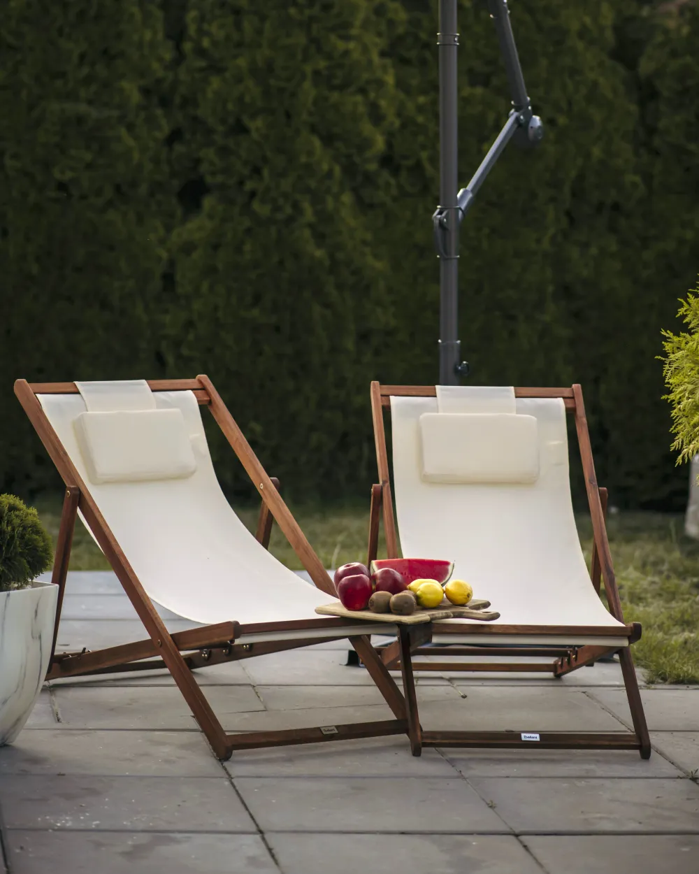 Set of 2 Folding Deck Chairs AVELLINO Acacia Wood Dark Brown_1177645