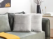 Set of 2 Decorative Cushions KANPAS 50 x 50 cm Linen Grey Striped_1187228