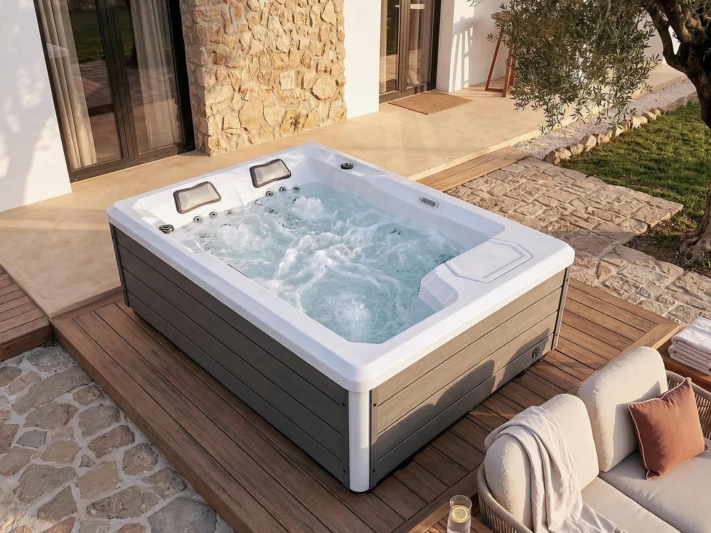 Outdoor Whirlwanne mit LED MASHABO Grau