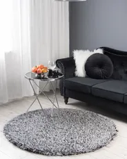 Shaggy-Teppich CIDE Schwarz / Weiß ø 140 cm_1182316