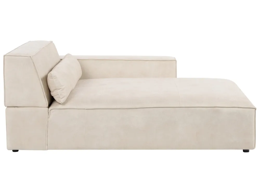 Modul Ecksofa 4-Sitzer HELLNAR mit Ottomane Samtstoff Hellbeige linksseitig_911161