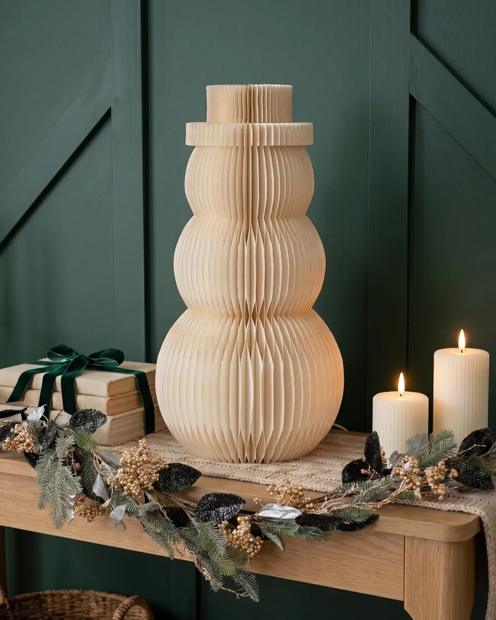 Weihnachtsdekoration Tischlampe BANGA 51 cm Schneemann Beige_1115347