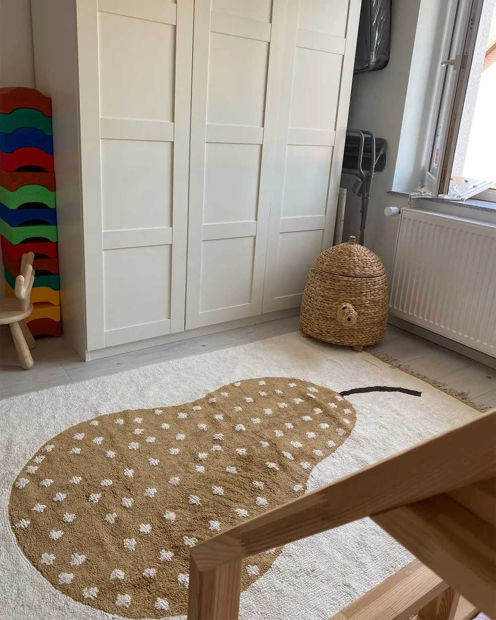 Kinderteppich KHIDARI Senfgelb Cremeweiß 140 x 200 cm Baumwolle_946391