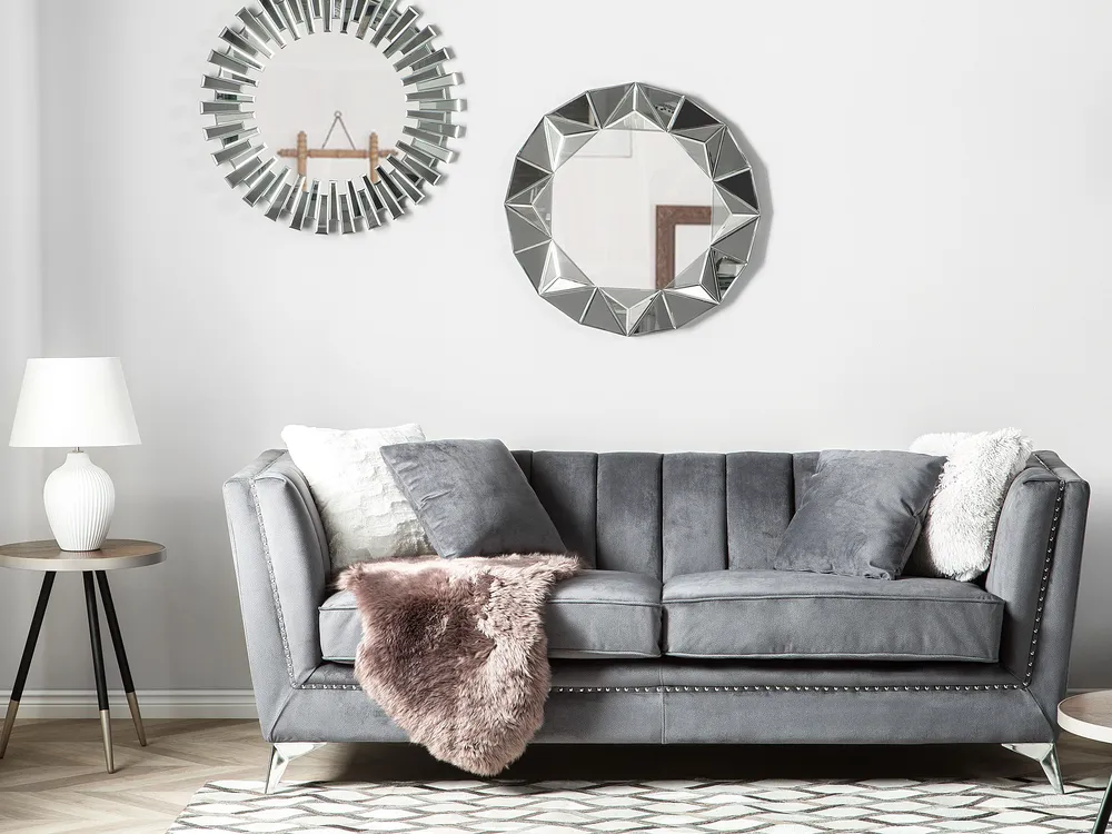 Sofa 3-Sitzer GAULA Samtstoff Grau_1145546