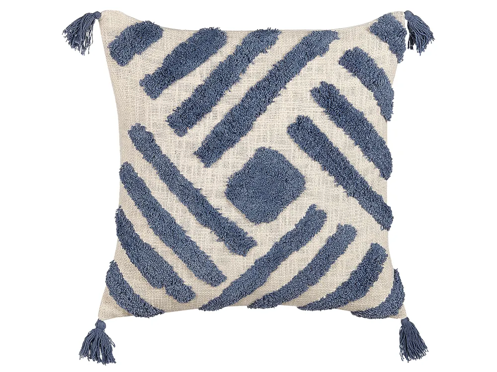 Dekokissen 2er Set JACARANDA 45 x 45 cm Baumwolle Blau Geometrisches Muster_838686
