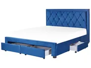 Bett mit Schubladen LIEVIN Samtstoff Marineblau 180 x 200 cm_858005