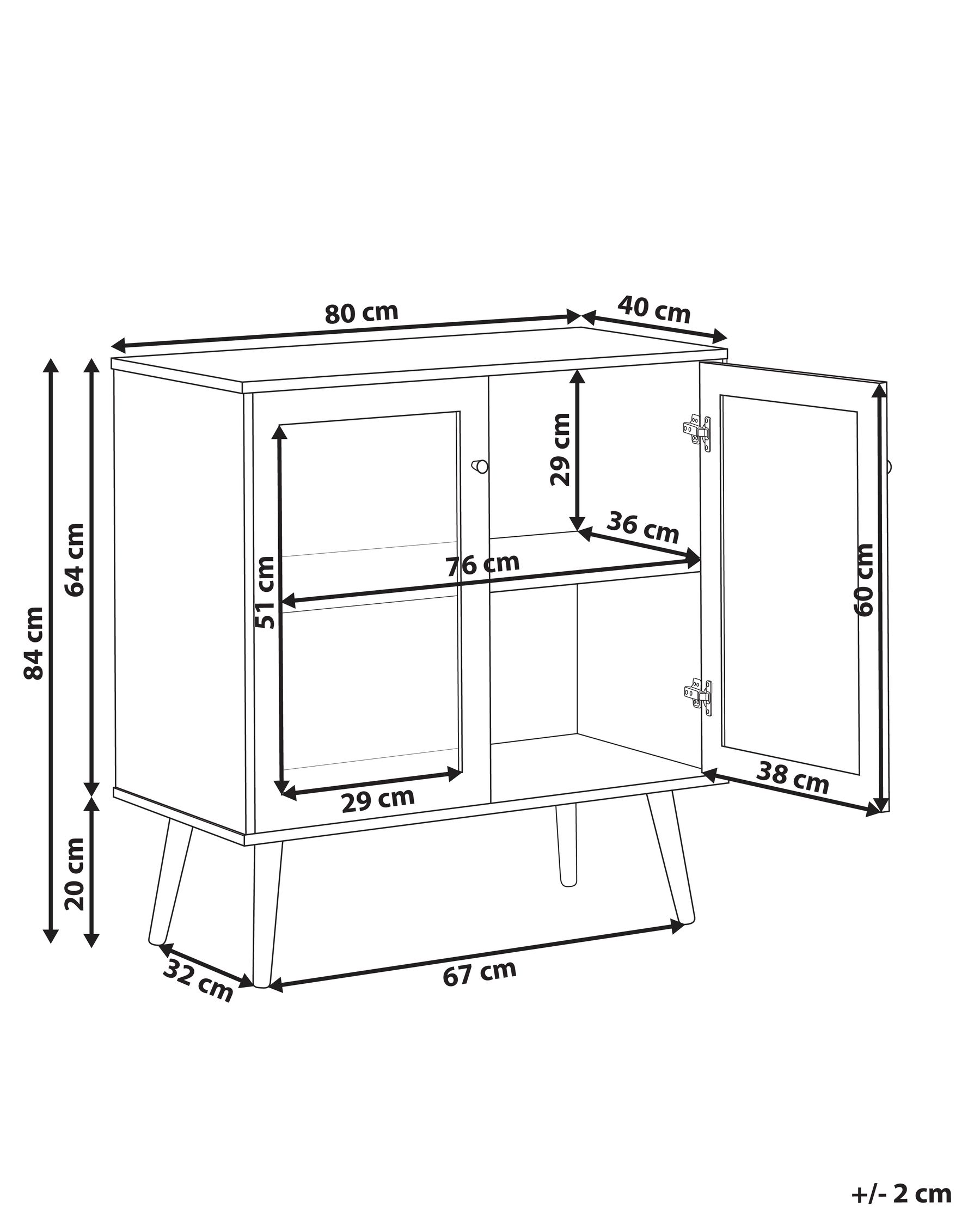 Sideboard mit Glastüren ALBANY 80 cm Hellbraun_963437