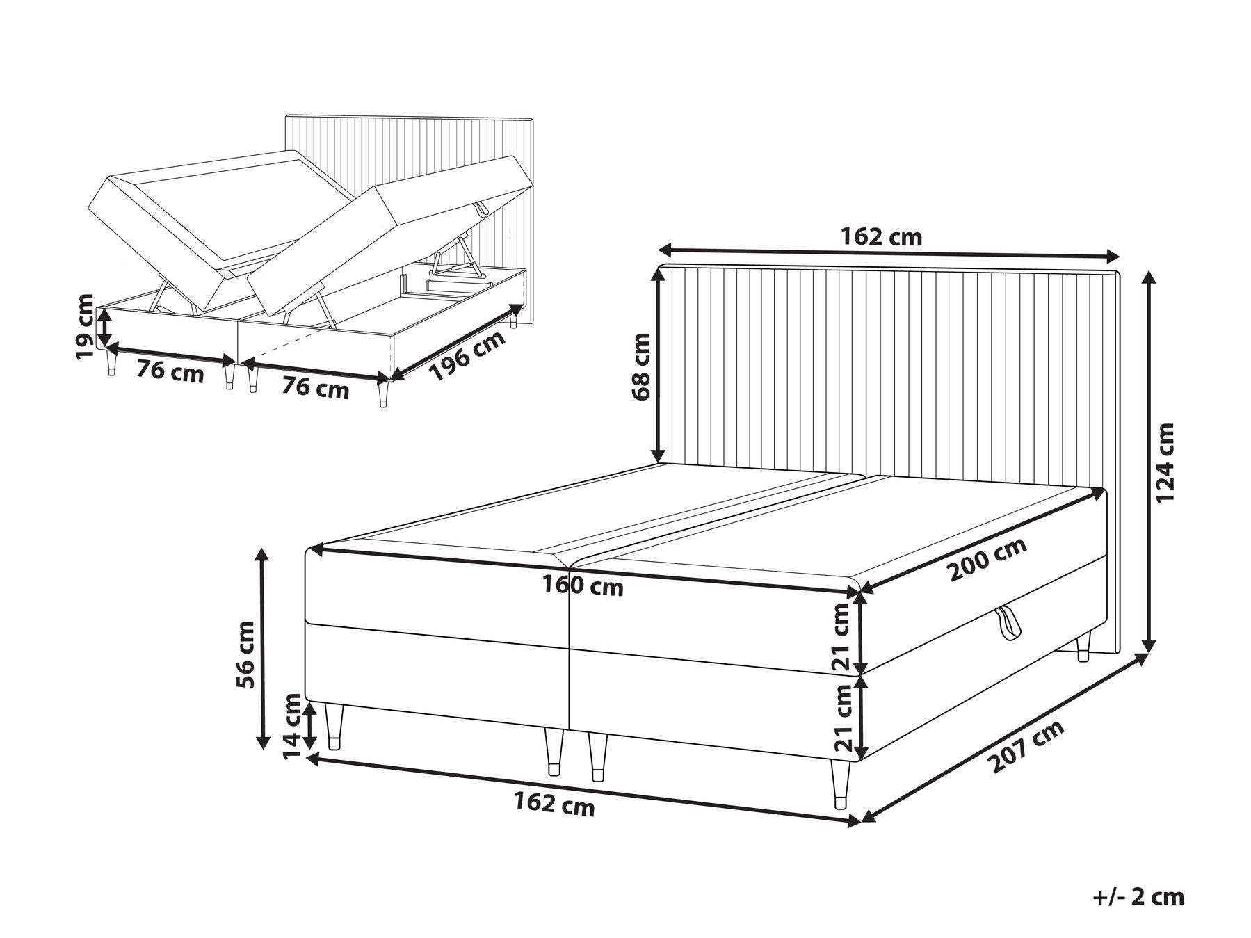 Kontinentalni krevet s prostorom za pohranu DAME Samet Sivo-bež 160 x 200 cm_1004866