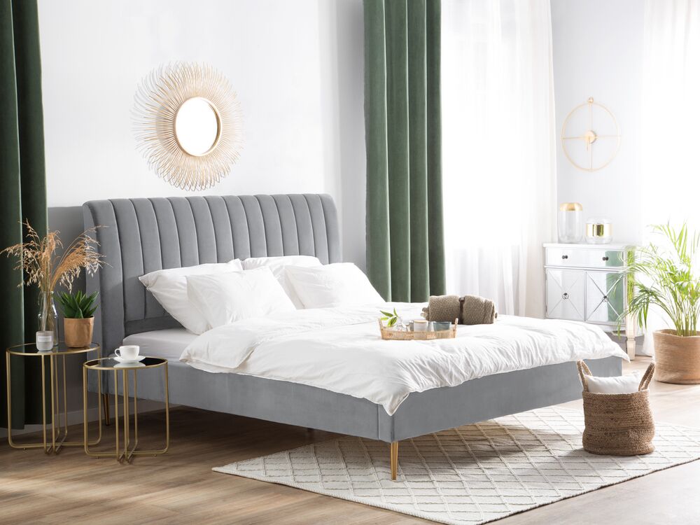 Bed Velvet MARVILLE 180 x 200 cm (EU Super King) Grey
