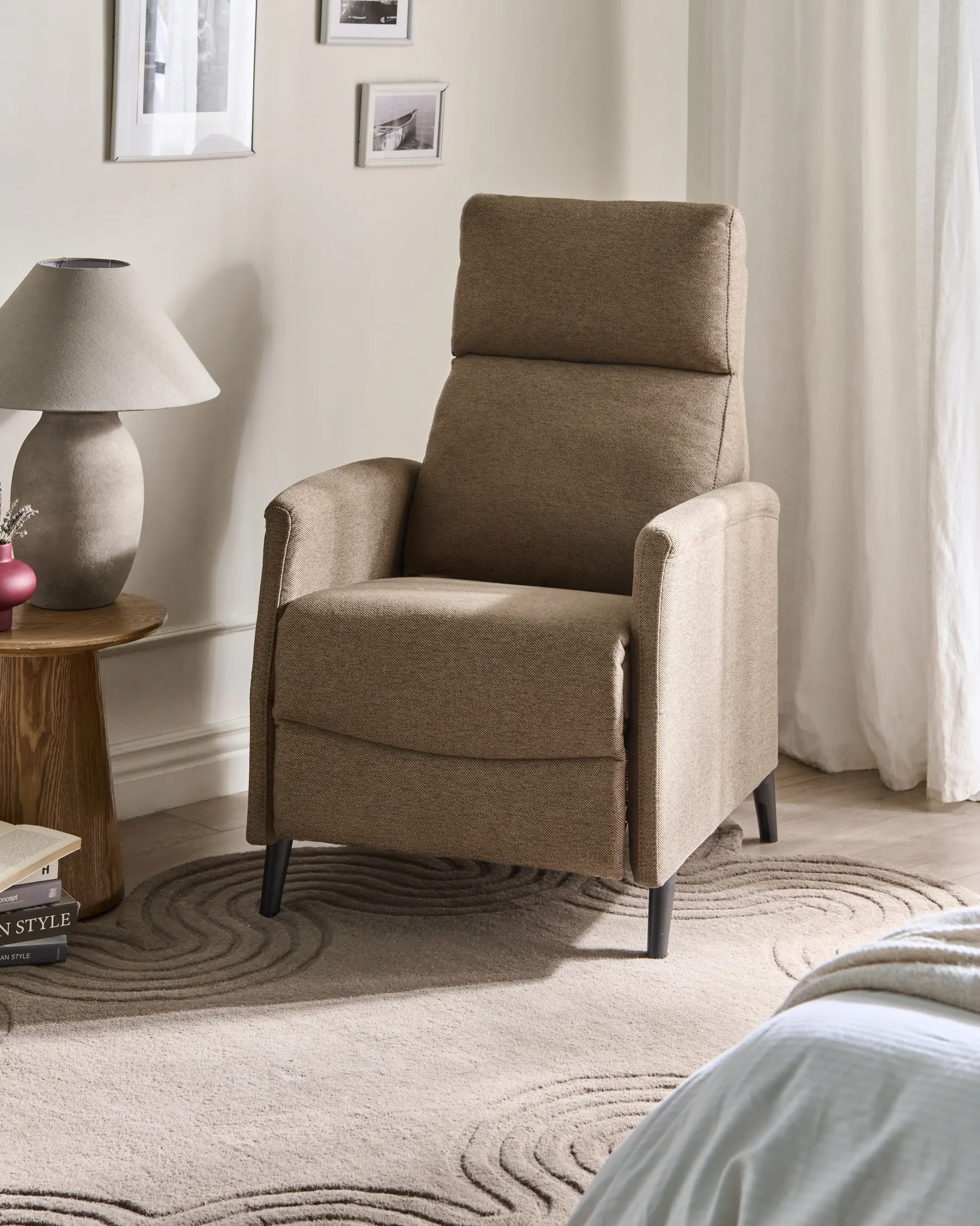 Recliner Chair SELVIK with Footrest Fabric Brown_1039017