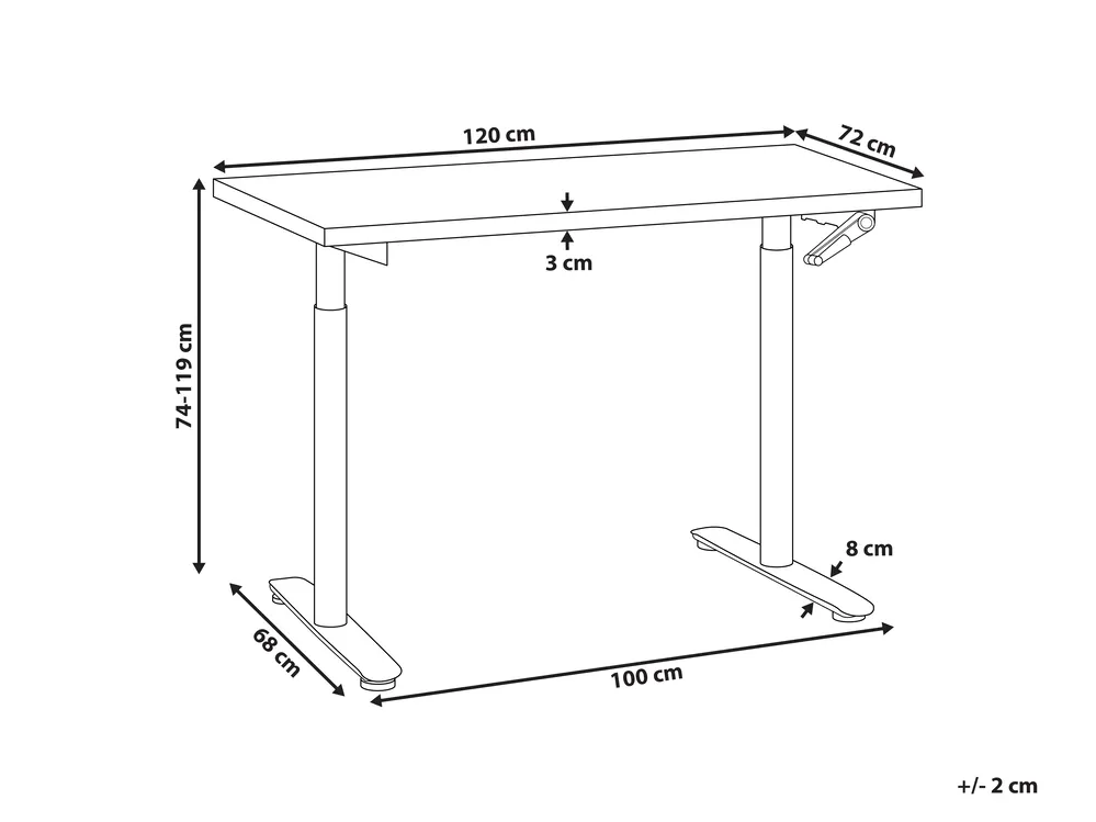 Schreibtisch manuell höhenverstellbar DESTINAS 120 cm 72 cm Grau / Weiß_899071