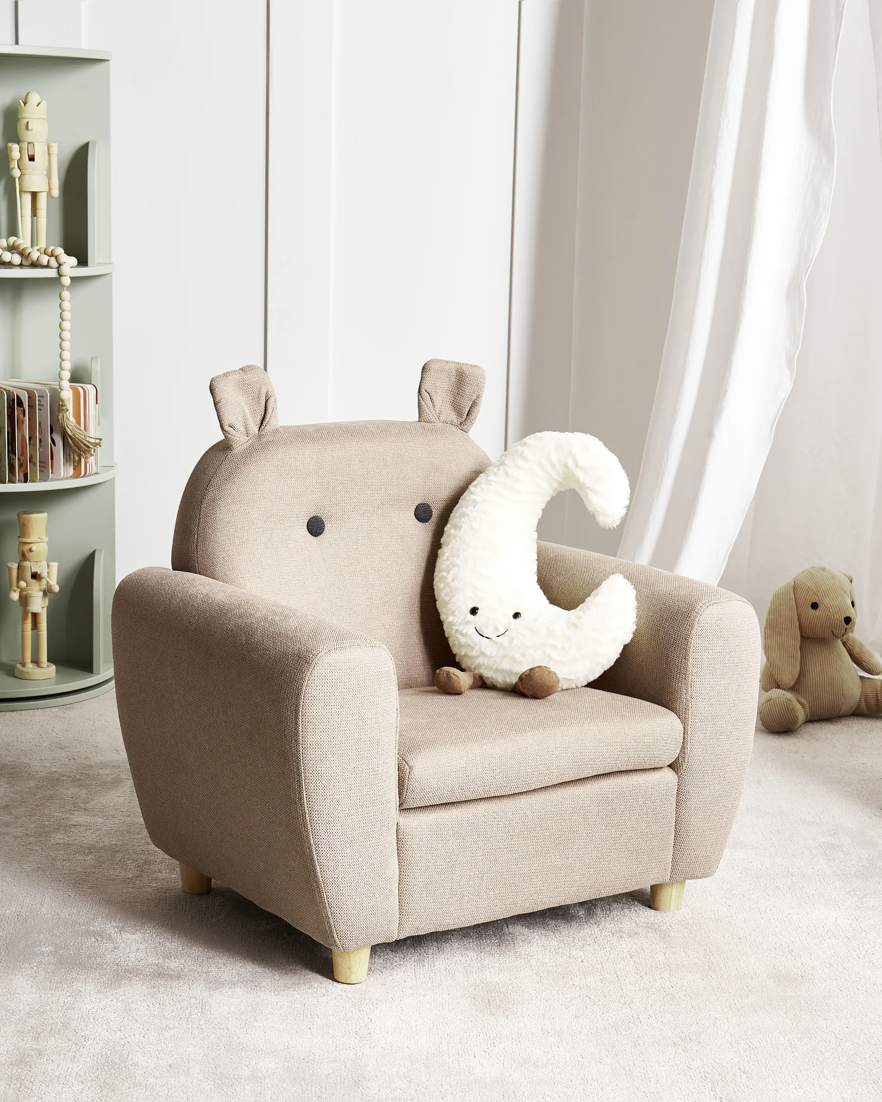 Kindersessel Nilpferd MARIBO Stoff Taupe_947842