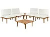 Lounge Set mit Tisch 4-Sitzer FRASCATI modular zertifiziertes Akazienholz Cremeweiß