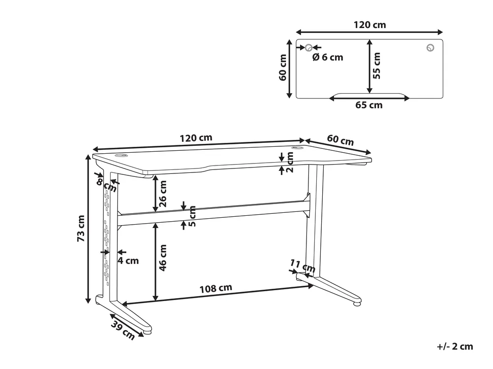 Gamebureau DEXTER 120 cm 60 cm RGB LED Zwart_795345