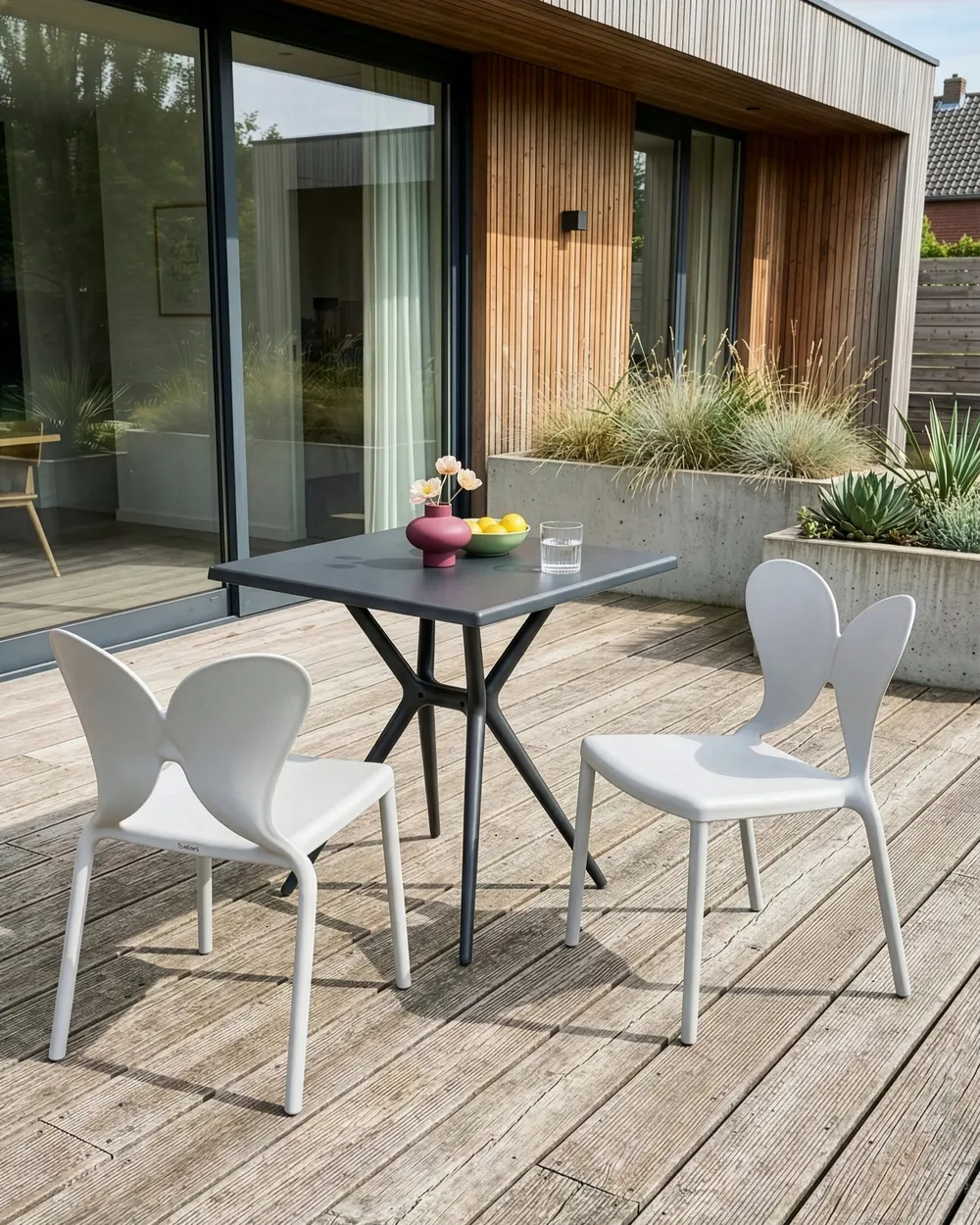 Set of 2 Garden Chairs LARISSA Light Grey