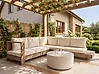 Garten Ecksofa 5-Sitzer MARETTIMO zertifiziertes Akazienholz Cremeweiß rechtsseitig