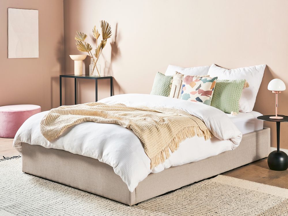 Opbergbed zonder hoofdbord DINAN Stof Lichtbruin 140 x 200 cm