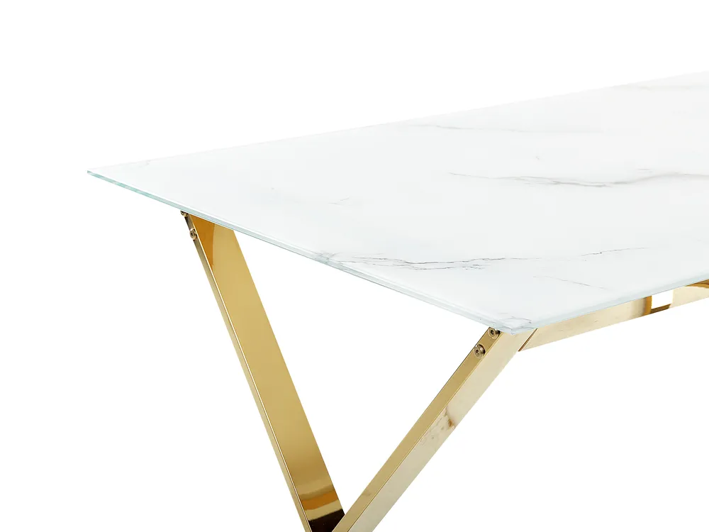 Esstisch ATTICA Marmor Optik / Gold 120 cm 70 cm Sicherheitsglas_850500