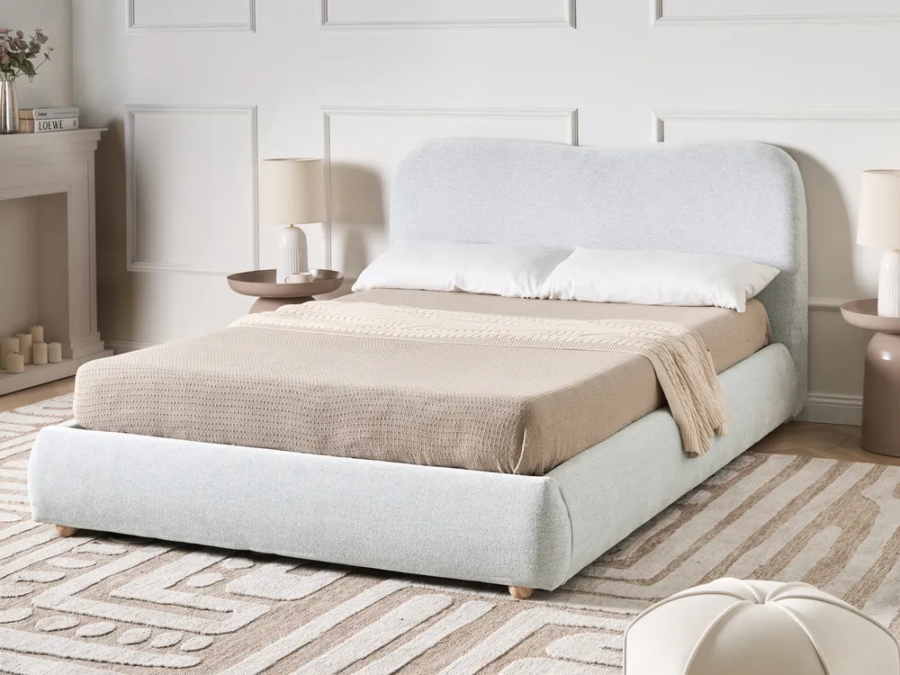 Bett mit Stauraum BLAGNAC Stoff Hellgrau 140 x 200 cm