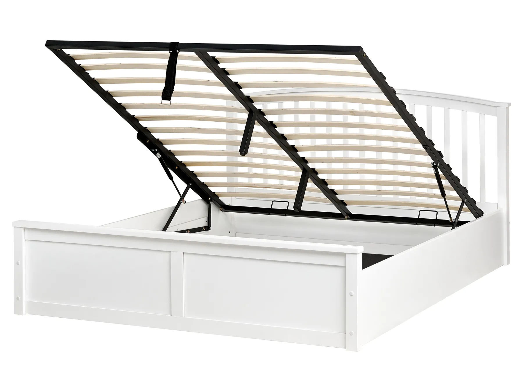 Ottoman Bed CLARBEC Pine Wood White 160 x 200 cm (EU King Size)_985588
