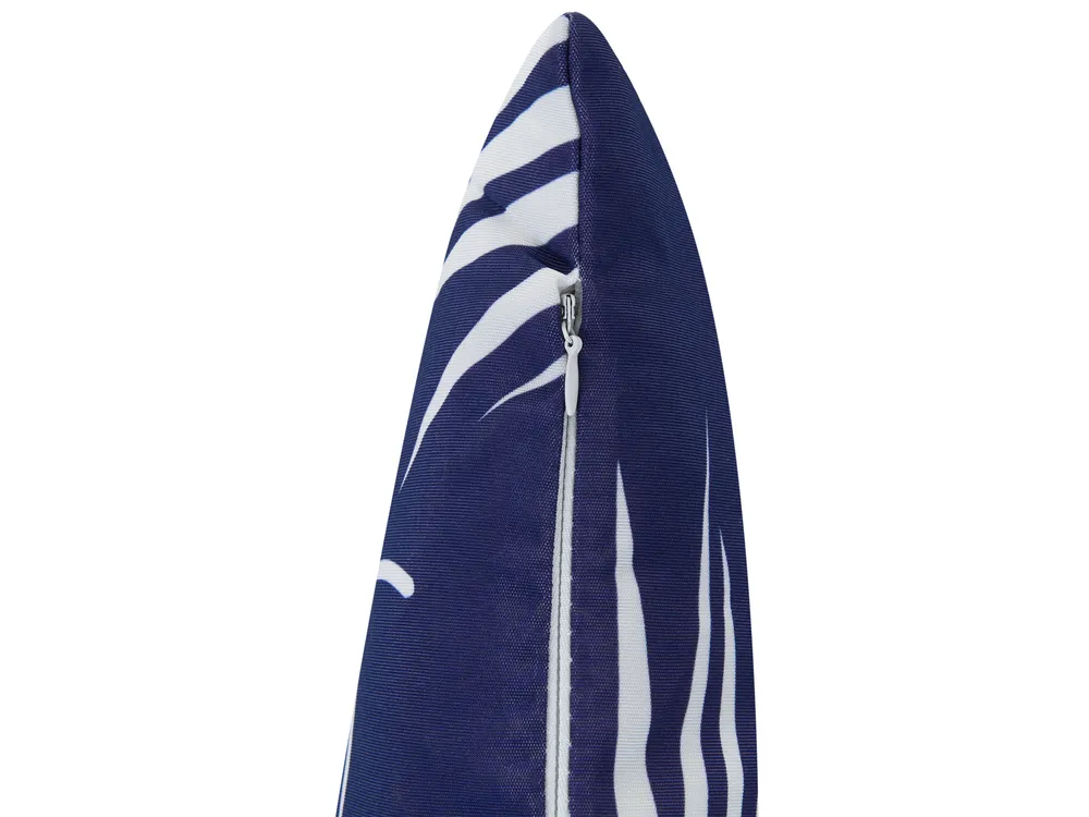 Set of 3 Outdoor Cushions BIRDWOOD Plant Pattern 30 x 50 cm 45 x 45 cm Navy Blue_1135463
