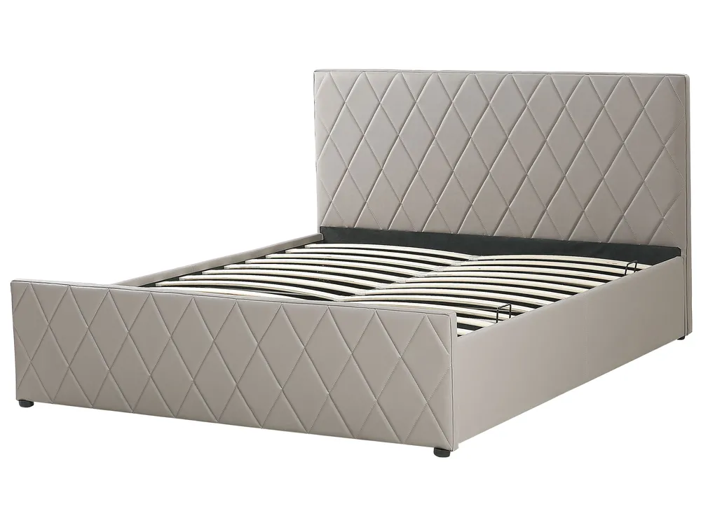 Bett mit Stauraum ROCHEFORT Kunstleder Taupe 180 x 200 cm_786493