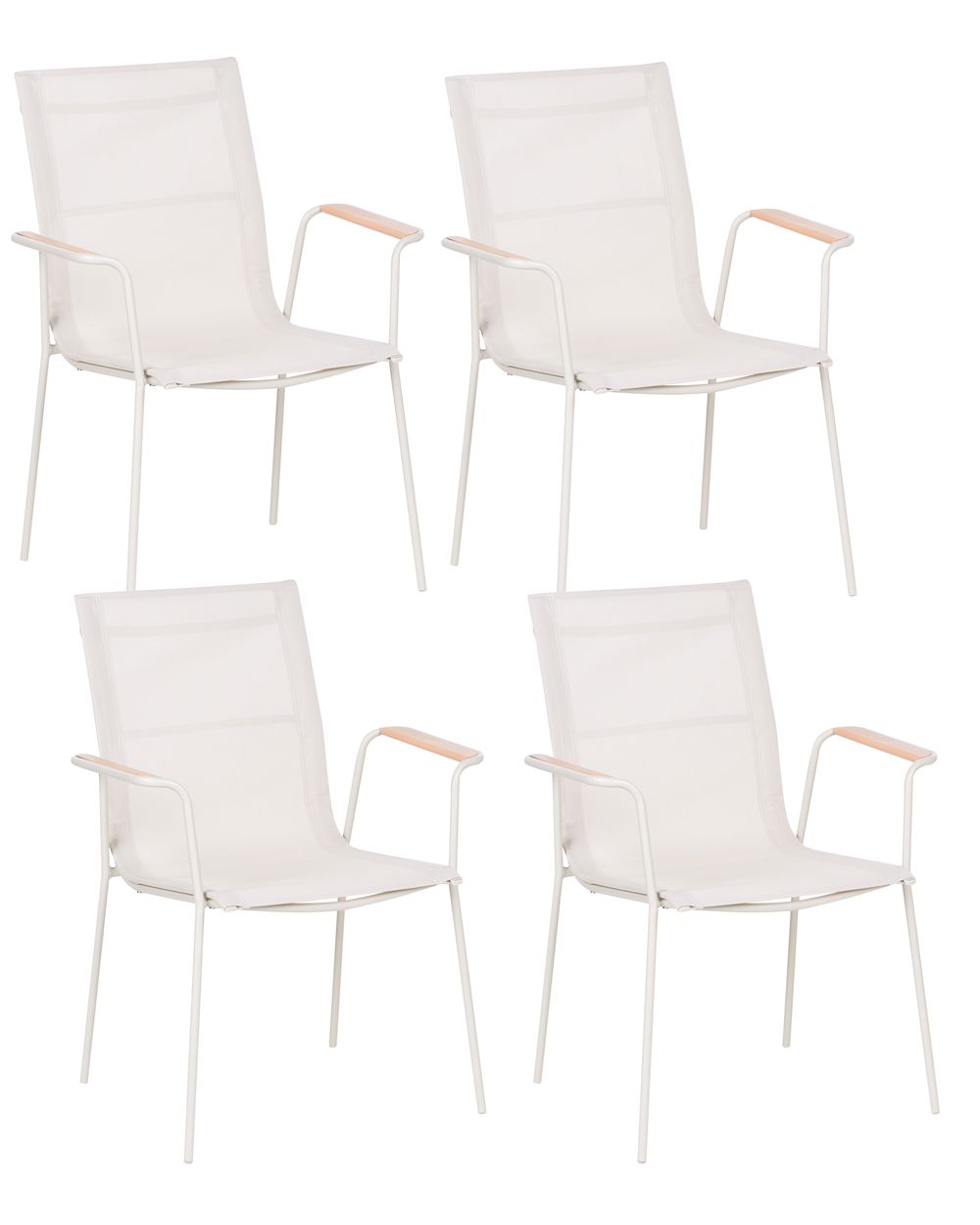 Lot de 4 chaises de jardin CARAVINO Métal Beige clair