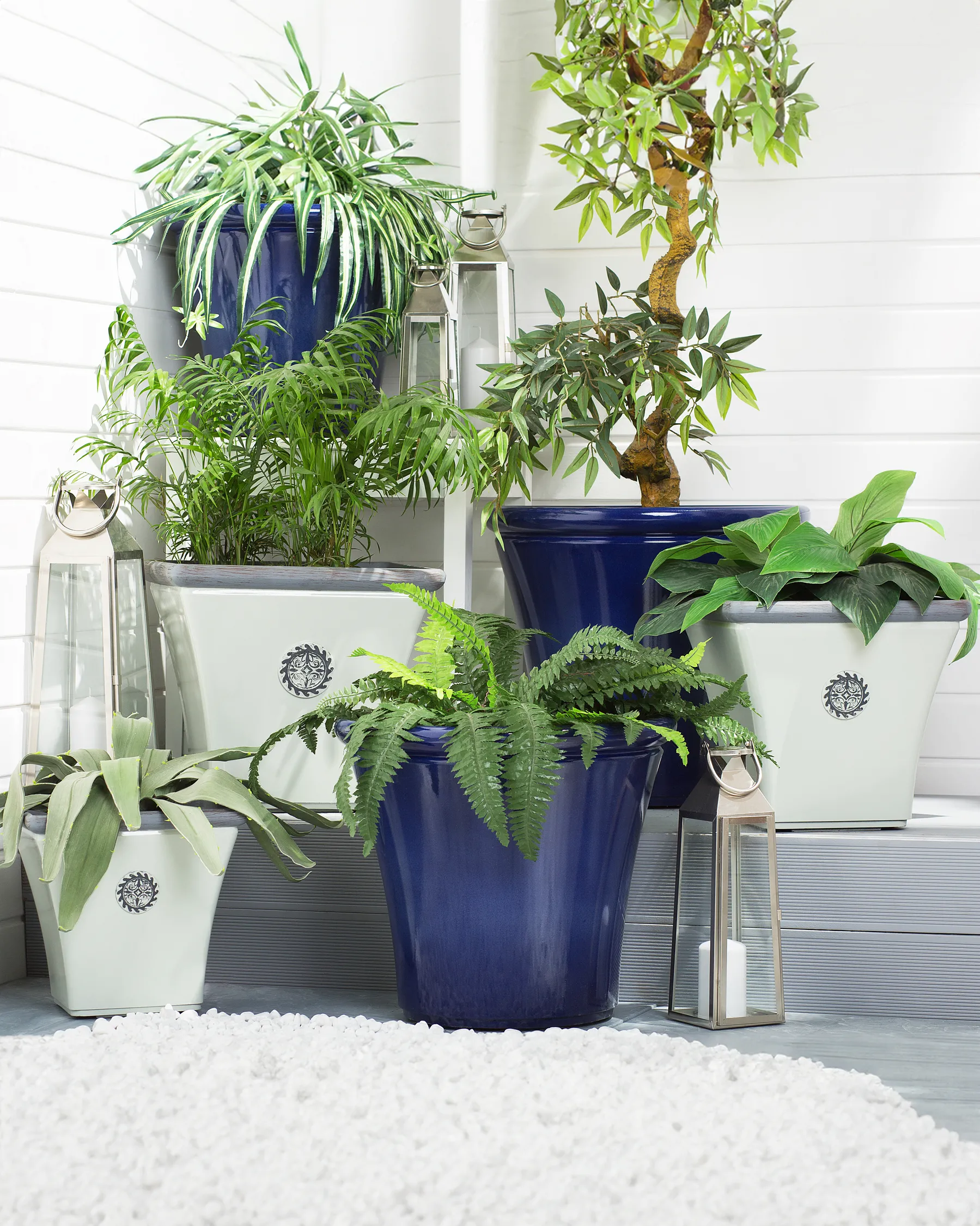 Set mit 2 Blumentöpfen ELATEIA 32 cm Weiß_860215