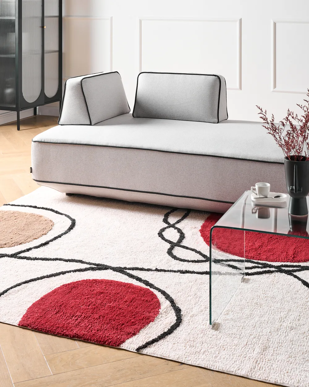 Teppich BOLAT Beige 160 x 230 cm Baumwolle