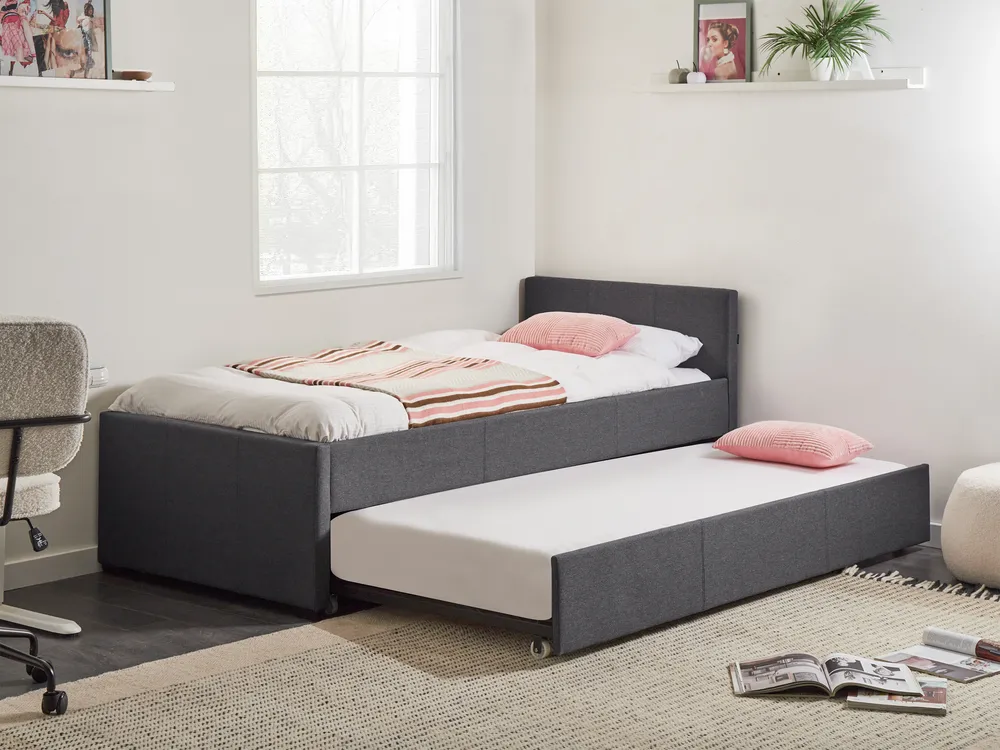 Ausziehbett Stoff MARMANDE 90 x 200 cm Dunkelgrau