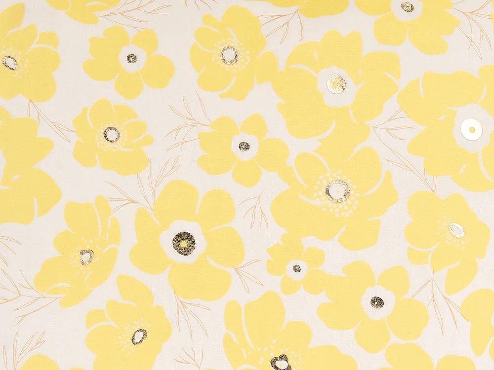 Dekokissen 2er Set TRITELEIA 45 x 45 cm Samtstoff Gelb Blumenmuster_857874