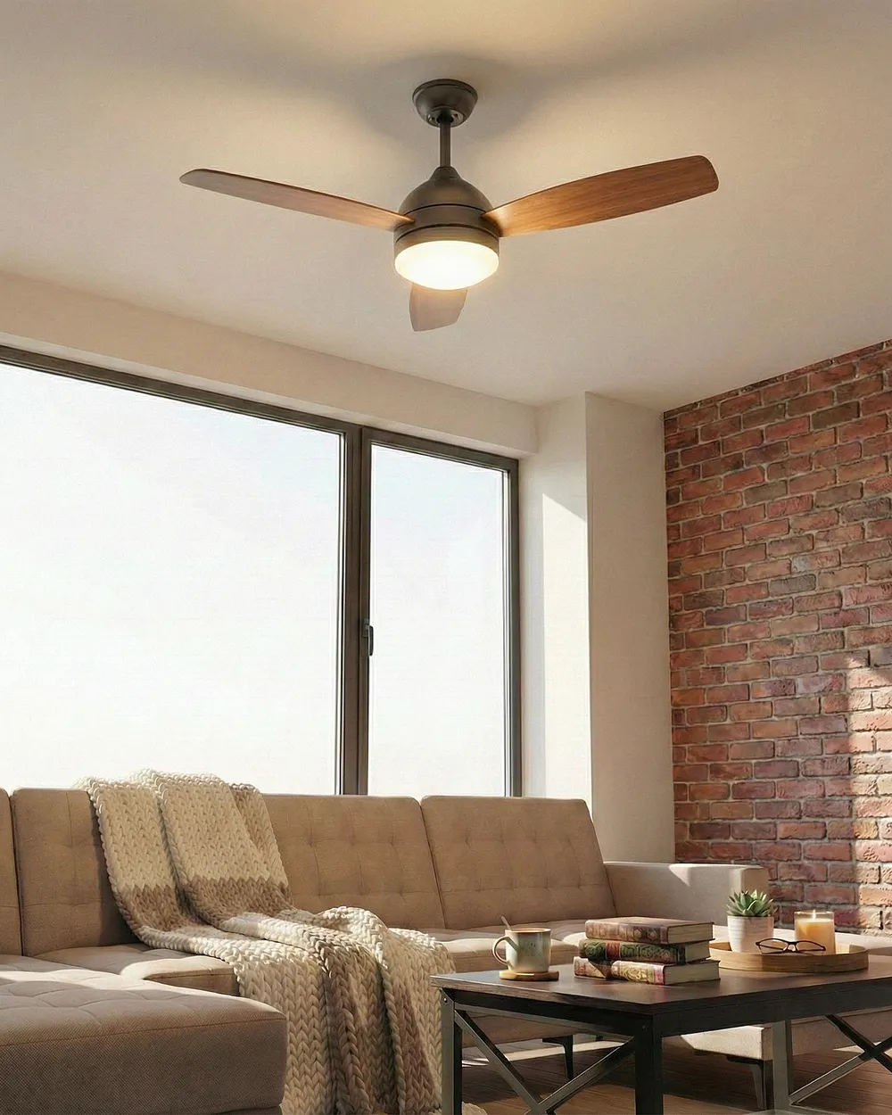Deckenventilator mit Licht MANSALA mit Fernbedienung LED Dunkelbraun