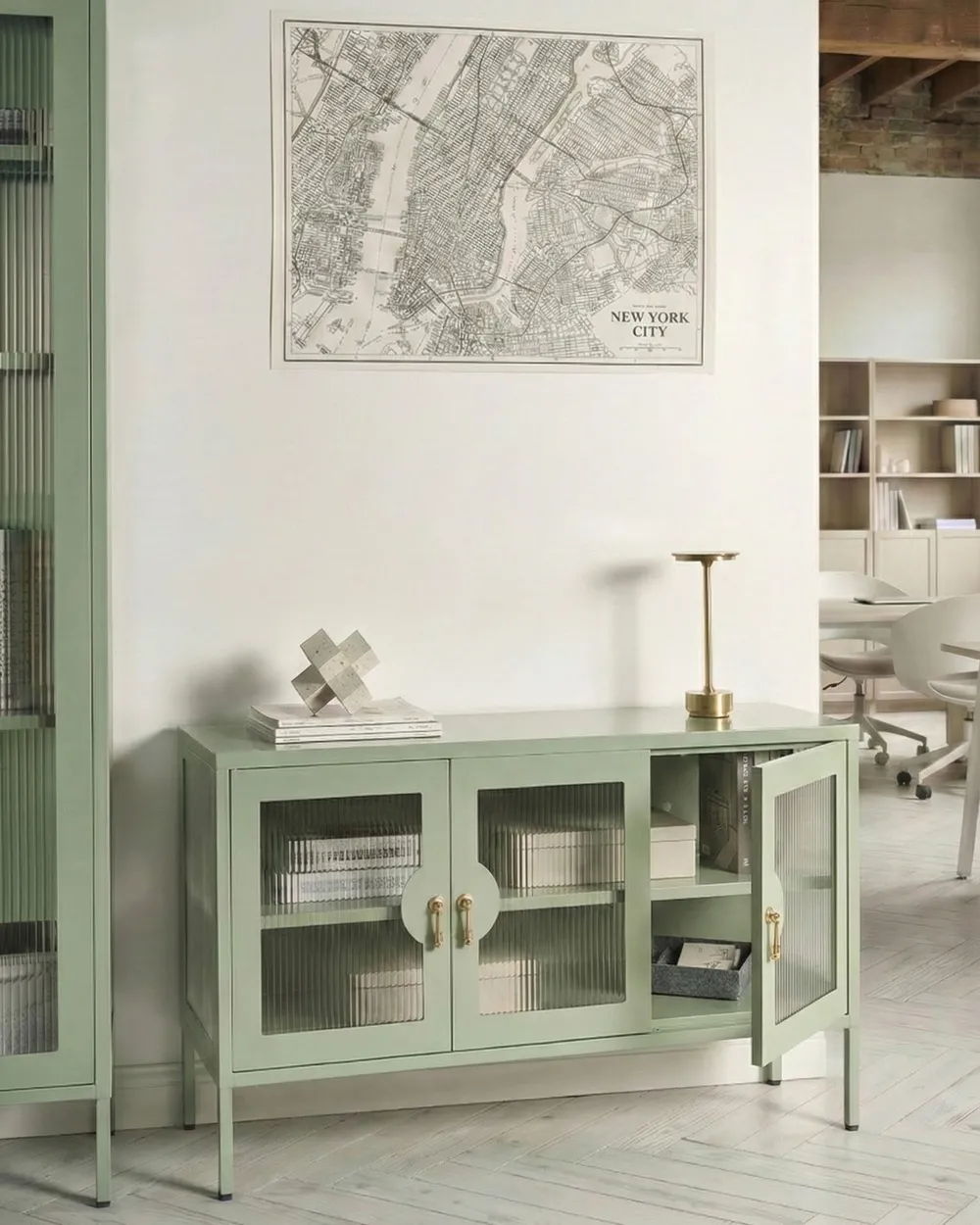 3 Door Sideboard GLEORA Metal Mint Green_1046373