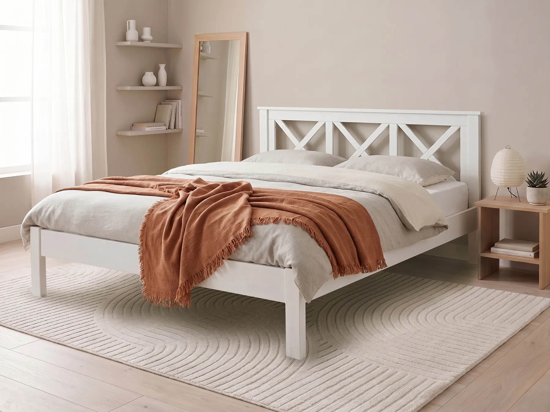 Bed Pine Wood TANNAY 180 x 200 cm (EU Super King) White_742357