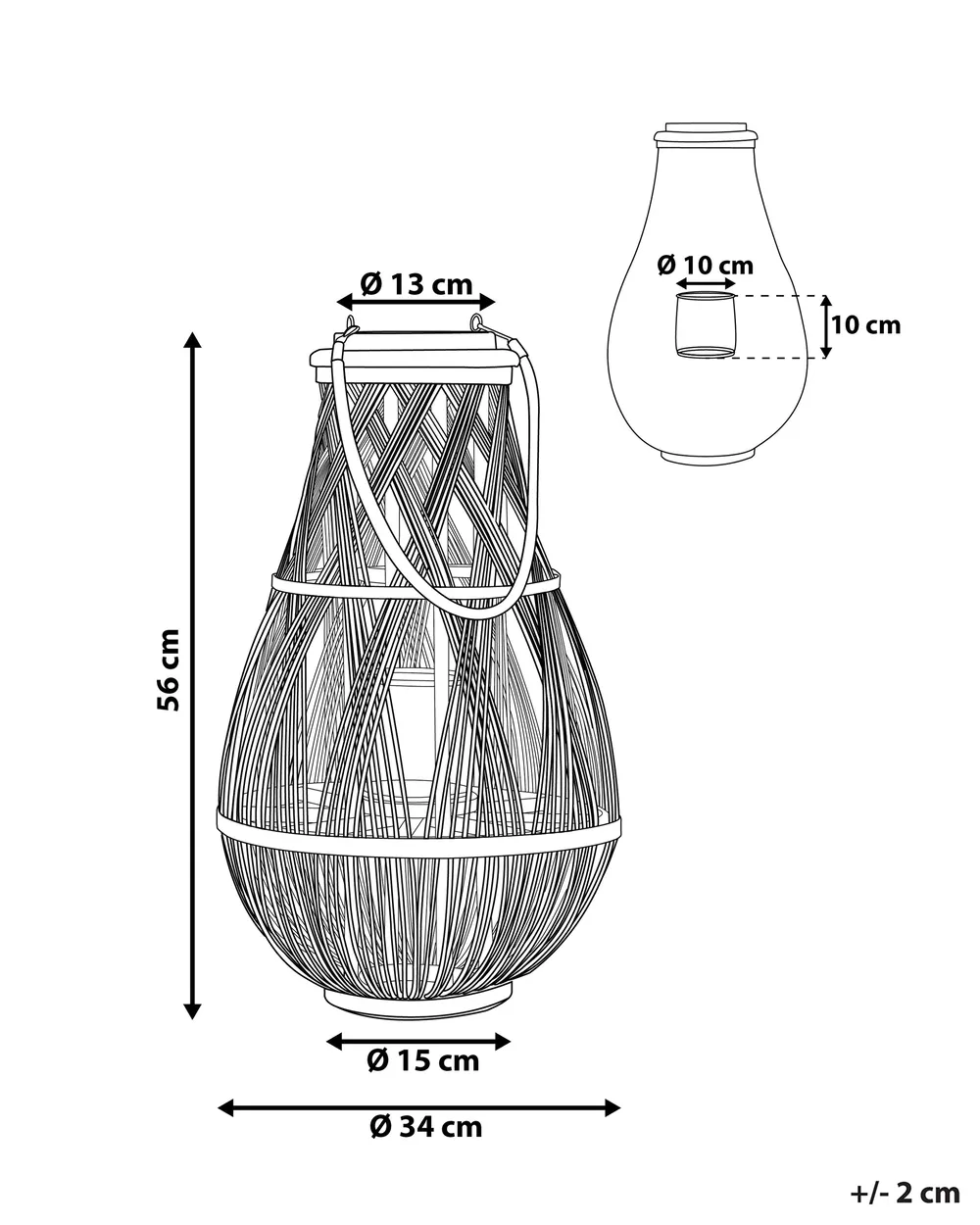 Lantern TONGA 56 cm Bamboo Black_734904