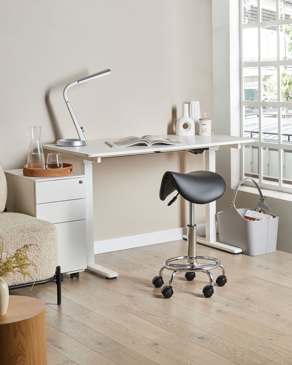 Saddle Stool DUMONT Faux Leather Black