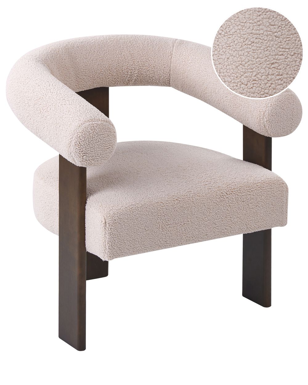 Fauteuil ILBRO Bouclé Donkerbruin/beige