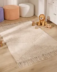 Kinderteppich KHONOMA Hellbeige 60 x 90 cm Baumwolle_1107529