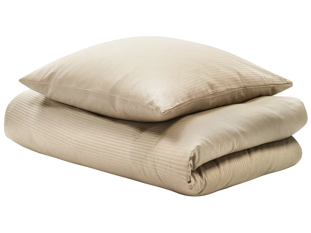Ensemble de housses de couette AVONDALE 135 x 200 cm Satin de coton Beige_815149
