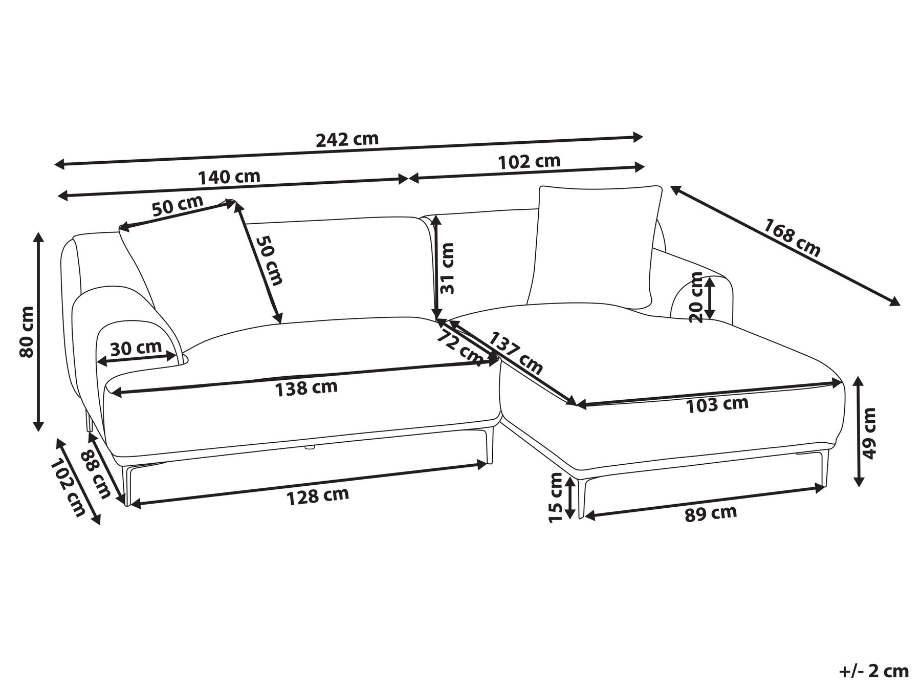 Corner Sofa STENUM Corduroy Brown Right Hand_972358