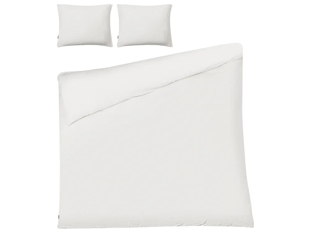Bettwäsche-Set SUMNER 200 x 200 cm Baumwollmusselin Cremeweiß_1060225