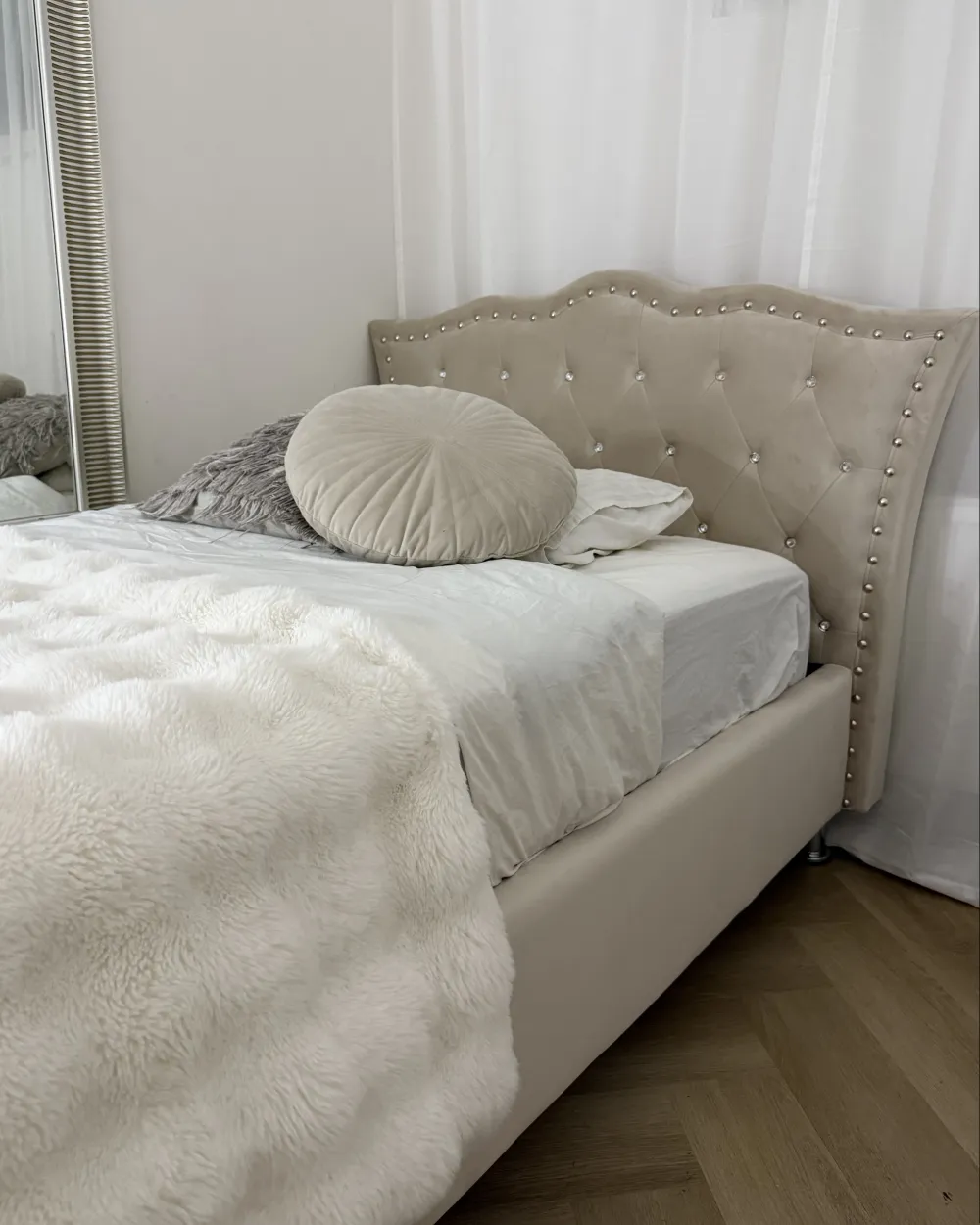 Krevet s prostorom za pohranu METZ Samet bež 90 x 200 cm_1039461